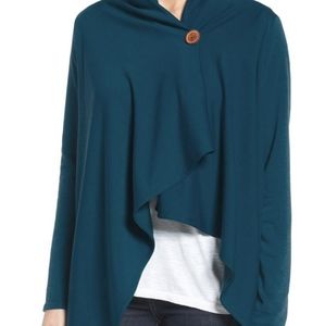 Bobeau one button fleece wrap cardigan